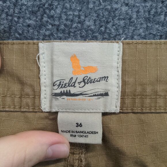 Field & Stream Mens Cargo Shorts Tan Size 36 Pockets Belt Loops Ripstop - Picture 10 of 11